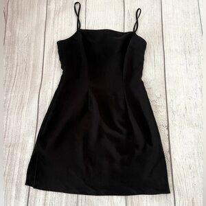 H&M Women’s Black Spaghetti Strap Form Fitting Mini Dress Size Medium Y2K